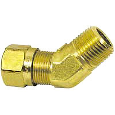 45* Male Elbow, Compression Air Brake Fitting Tubing Brass 1/4" x 1/4"