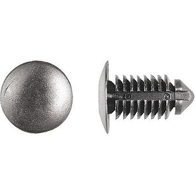 Ribbed Push In Rivet, Nylon, 9mm Dia., 19.5mm L, 9mm, Black