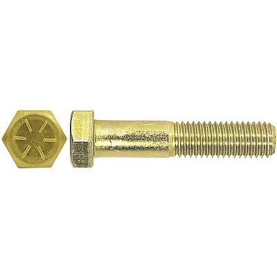 Grade 8 USS Hex Head Cap Screw, 3/8"-16 x 4", Zinc Yellow, Alloy Steel