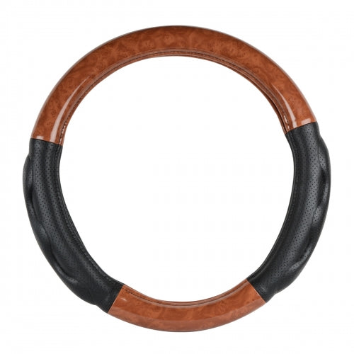 HEAVY DUTY 18" STEERING WHEEL COVERS IN DELUXE PLUS LIGHT WOOD W/BLACK PADS