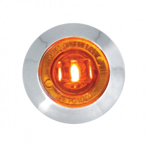 1" DIA. MINI PUSH/SCREW-IN WIDE ANGLE LED MARKER LIGHT W/ CHROME BEZEL AMBER/AMBER