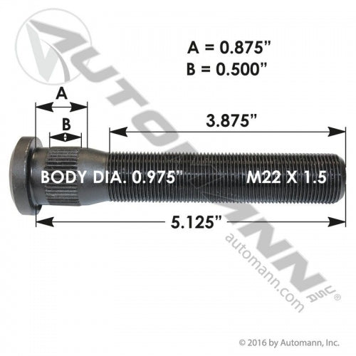 METRIC STUD M22X1.5 L=5 3/32"