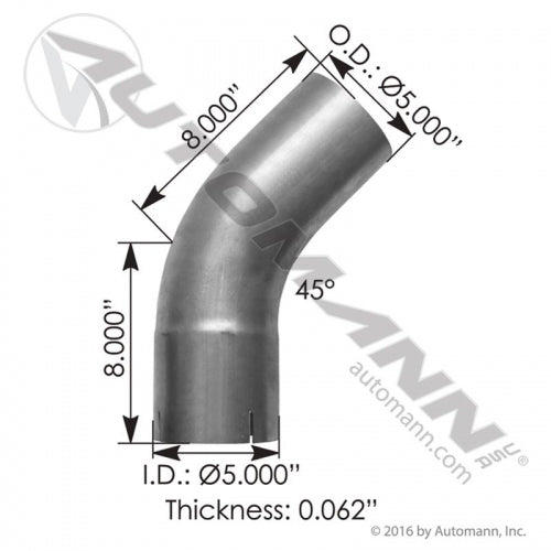 Exhaust Elbow 5in 45 Deg ID-OD ALZ